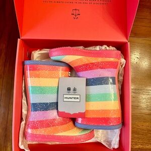 EUC! Like New! Hunter Kids Rainbow Glitter Rain Boots w/ Box  (US11/12, UK10)
